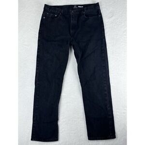George Jeans Mens Black Straight‎ Leg Mid Rise Jeans Size 36x32